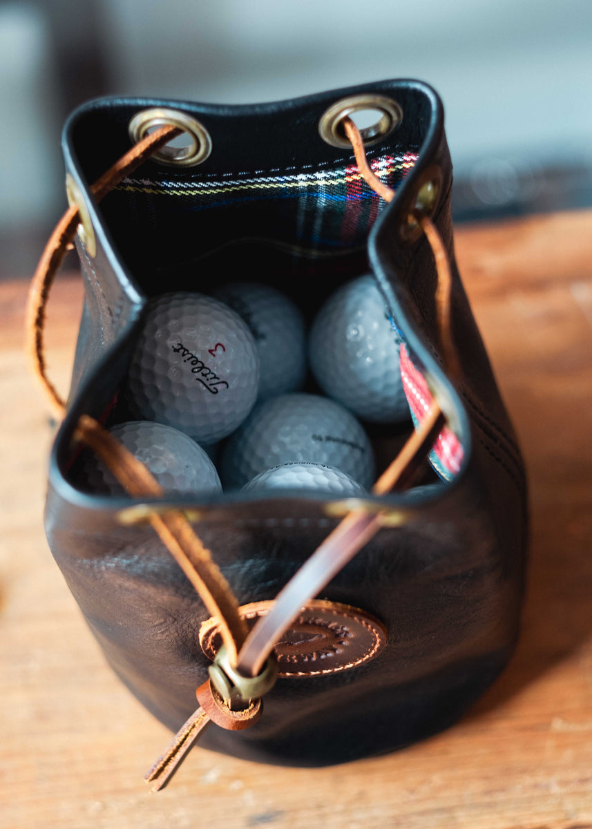 Essentials Leather Golf Valuables Field Pouch in Black Bluegrass Fairway