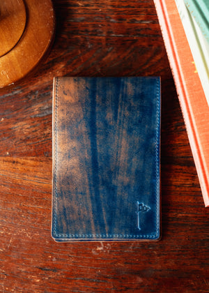 Single Barrel Collection  Yardage Book / Scorecard Holder in Shell Cordovan Marbled Blue