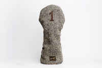 The Donegal | Herringbone Wool & Leather Golf Headcover | Handmade Driver, Fairway & Hybrid Cover
