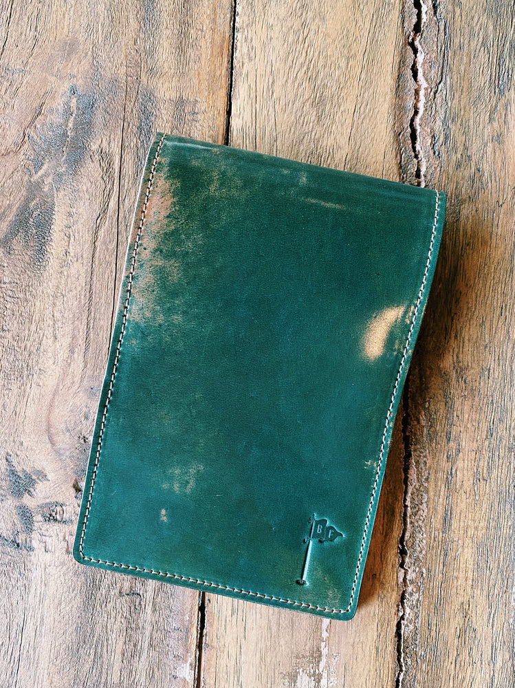 Single Barrel Collection  Yardage Book / Scorecard Holder in Shell Cordovan Marbled Emerald