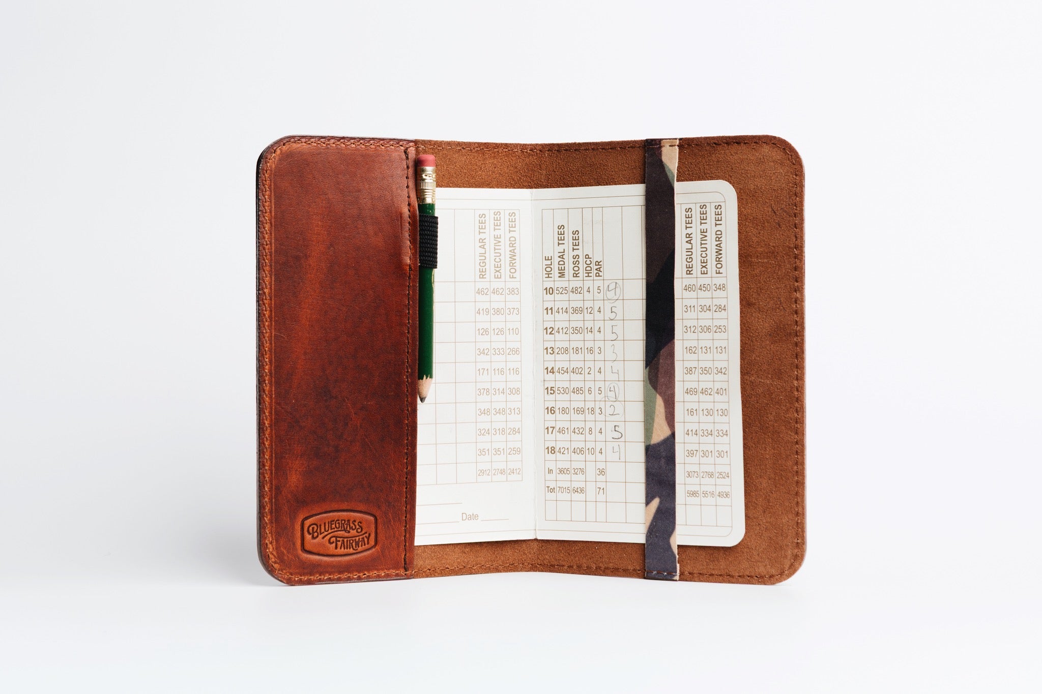 Premium Horween Leather Minimalist Golf Scorecard Holder - Vintage