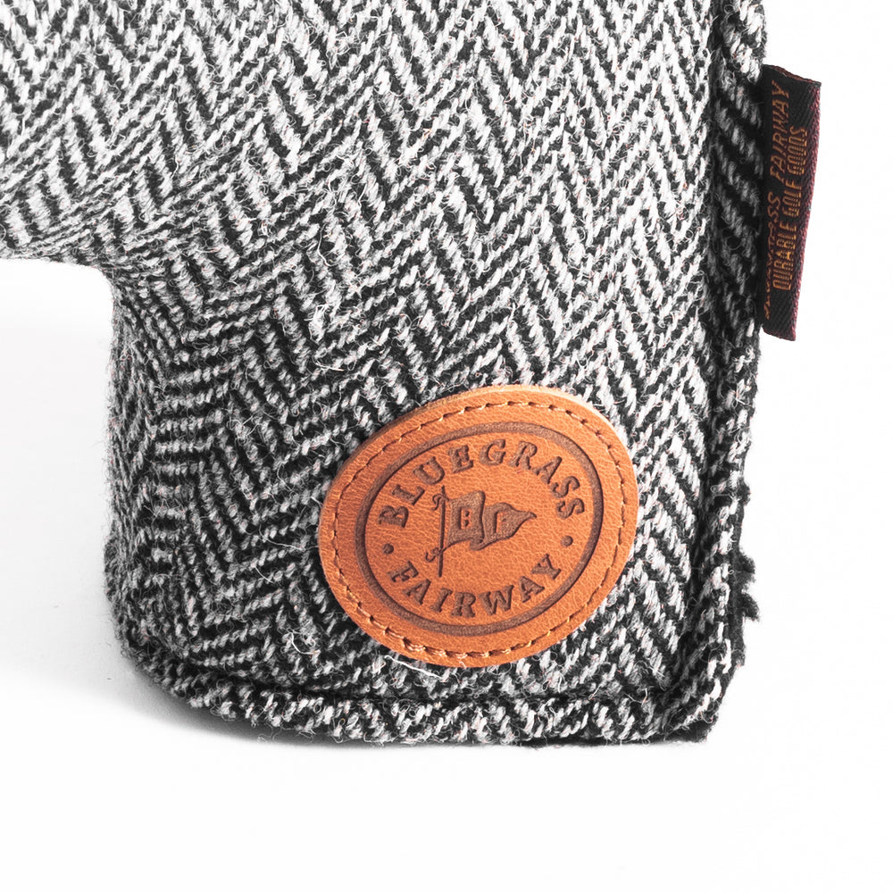 Redan putter cover in Harris Tweed  Black and White Herringbone