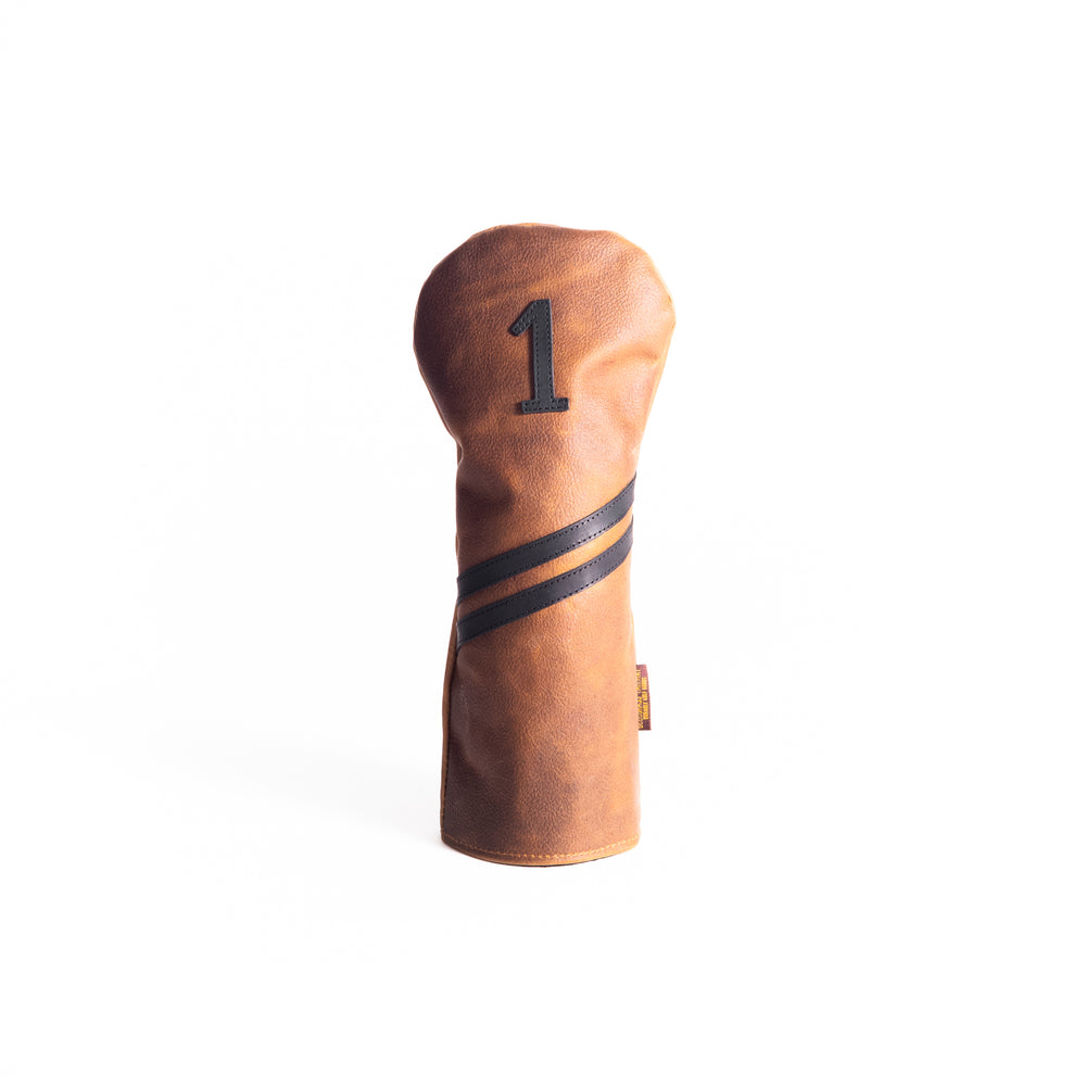 Americana Edition leather golf Headcover in Chestnut with Black Trim Driver