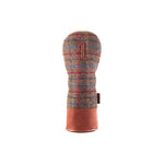 Americana Edition Harris Tweed and  leather golf Headcover in Olive Check Driver