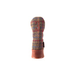 Americana Edition Harris Tweed and  leather golf Headcover in Olive Check 3 wood