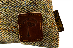 Harris Tweed Golf Drawstring Valuables Pouch in Herringbone Brown