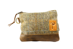 Harris Tweed Zippered Golf Valuables Field Pouch in Brown Herringbone