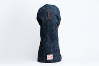 The Harris | Navy Herringbone Harris Tweed Golf Headcover | Handmade Driver, Fairway & Hybrid Cover