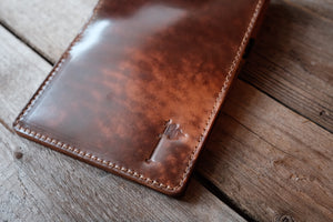 Single Barrel Collection  Yardage Book / Scorecard Holder in Rocado Shell Cordovan Marbled Whiskey