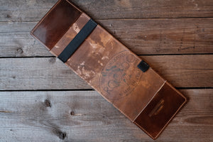 Single Barrel Collection  Yardage Book / Scorecard Holder in Rocado Shell Cordovan Marbled Whiskey
