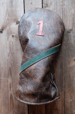 Single Barrel collection leather golf Headcover in Cigar /   Marbled Shell Cordovan