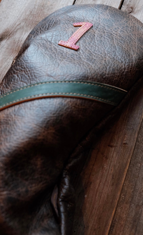Single Barrel collection leather golf Headcover in Cigar /   Marbled Shell Cordovan