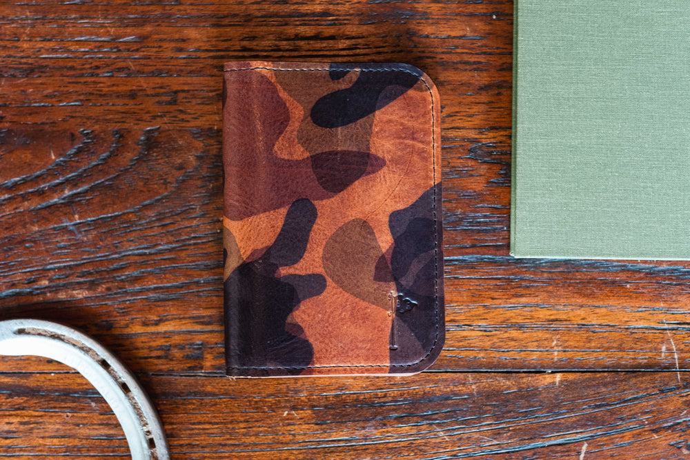 Single Barrel Collection Crenshaw Scorecard Holder in La Perla Azzurra Camo / Horween Shell Cordovan