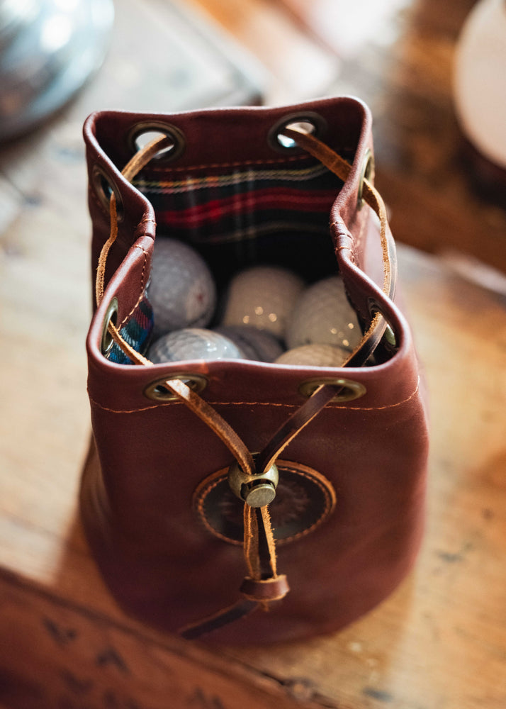 Essentials Leather Golf Valuables Field Pouch in Vintage Bourbon