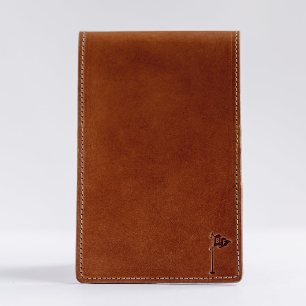 Handmade Leather Golf Scorecard / Yardage Book Cover in Buttero Whiskey