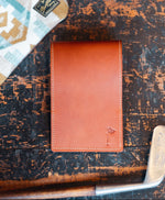 Handmade Leather Golf Scorecard / Yardage Book Cover in Buttero Chestnut