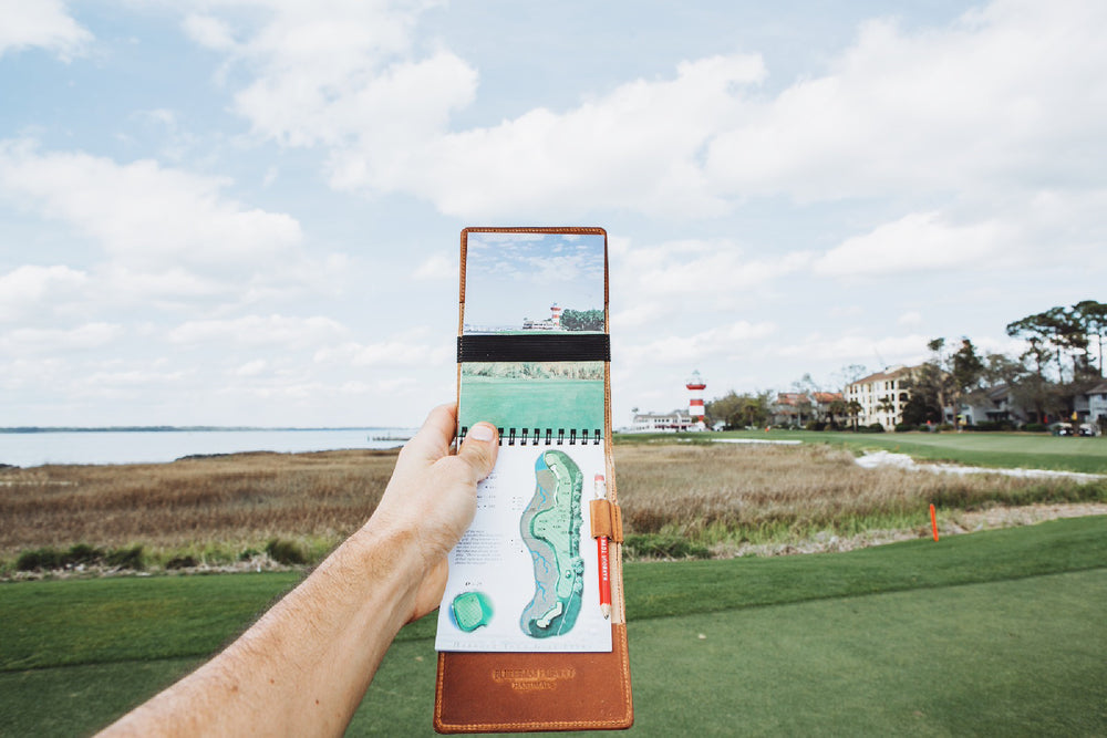 Handmade Leather Golf Scorecard / Yardage Book Cover in Buttero Chestnut