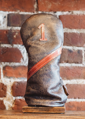 Single Barrel collection leather golf Headcover in Cigar /  Whiskey Shell Cordovan