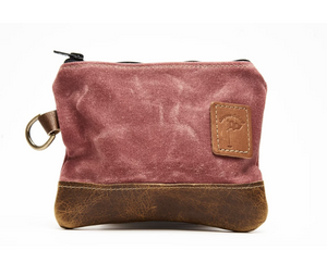 Waxed Canvas Zippered Golf Valuables Field Pouch in Nantucket Red
