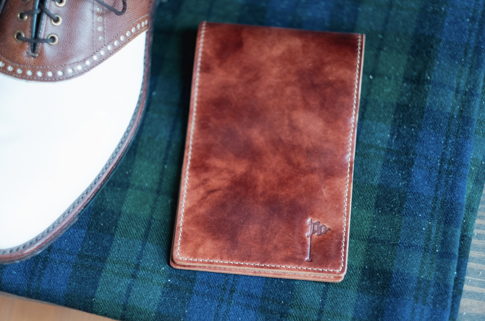 Single Barrel Collection  Yardage Book / Scorecard Holder in Rocado Shell Cordovan Marbled Whiskey