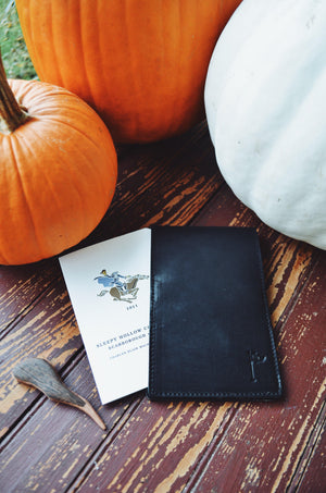 Horween Collection Leather Golf Scorecard Holder/ Yardage Book in Dublin Black - Bluegrass Fairway