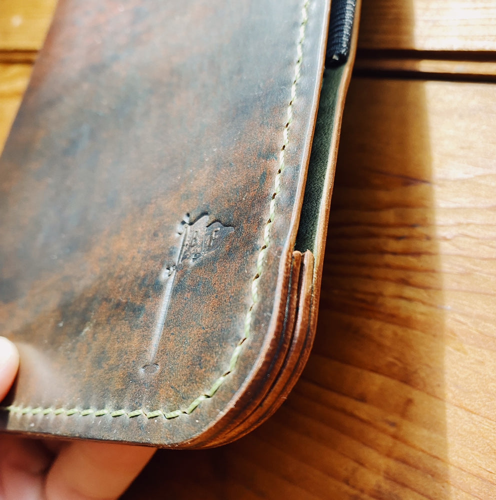 Single Barrel Collection  Minimalist Scorecard Holder in Horween Shell Cordovan Black Marbled