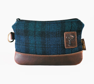 Harris Tweed Zippered Golf Valuables Field Pouch in Black Watch