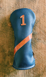 Single Barrel collection leather golf Headcover in Italian Navy calf/ Rocado Shell Cordovan appointments