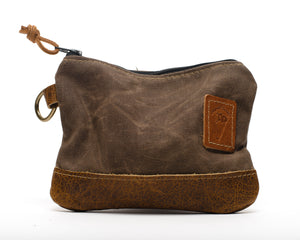 Waxed Canvas Zippered Golf Valuables Field Pouch in Bourbon - Bluegrass Fairway