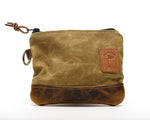 Waxed Canvas Zippered Golf Valuables Field Pouch in Tan - Bluegrass Fairway