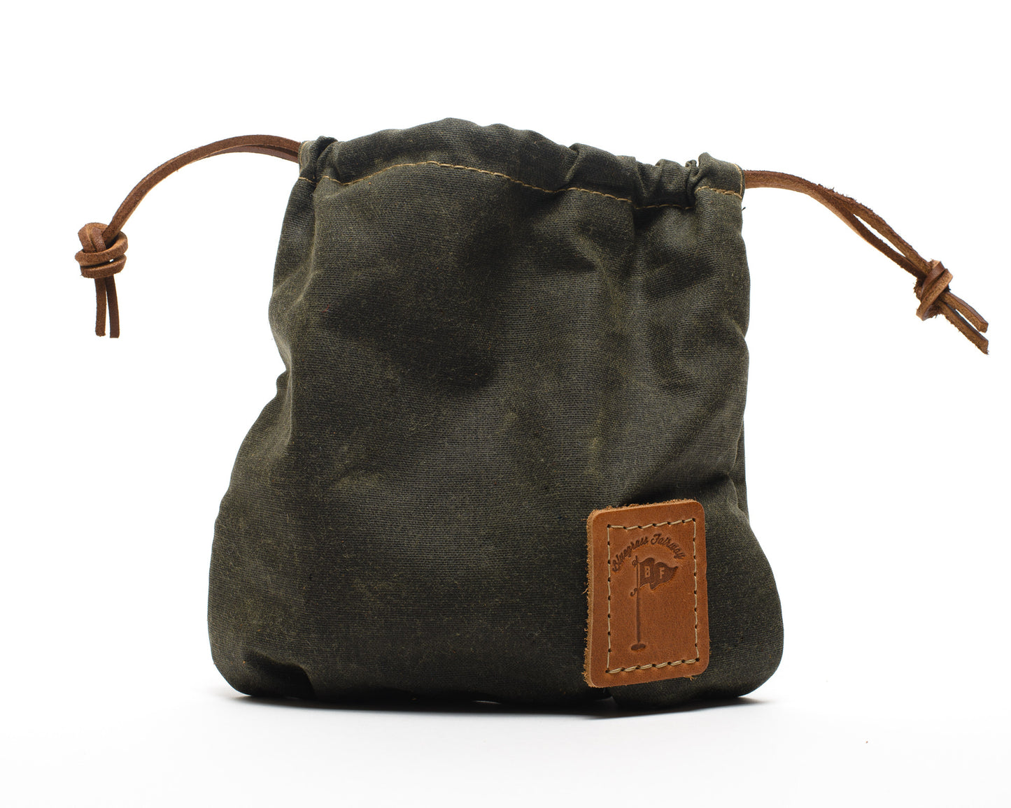 Waxed Canvas Golf Drawstring Valuables Pouch in Olive Green - Bluegrass Fairway