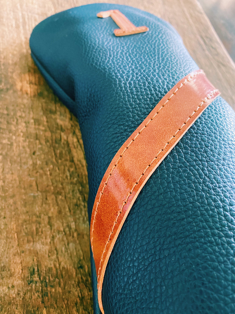 Single Barrel collection leather golf Headcover in Italian Navy calf/ Rocado Shell Cordovan appointments