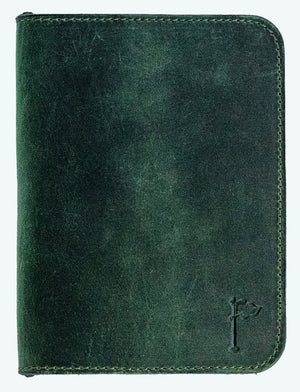 Leather Minimalist Golf Scorecard Holder in Olive - Bluegrass Fairway