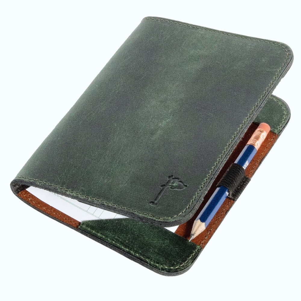 Leather Minimalist Golf Scorecard Holder in Olive - Bluegrass Fairway