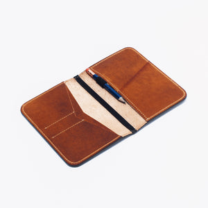 The Crenshaw Scorecard Holder / Field notes wallet in Horween Chestnut leather
