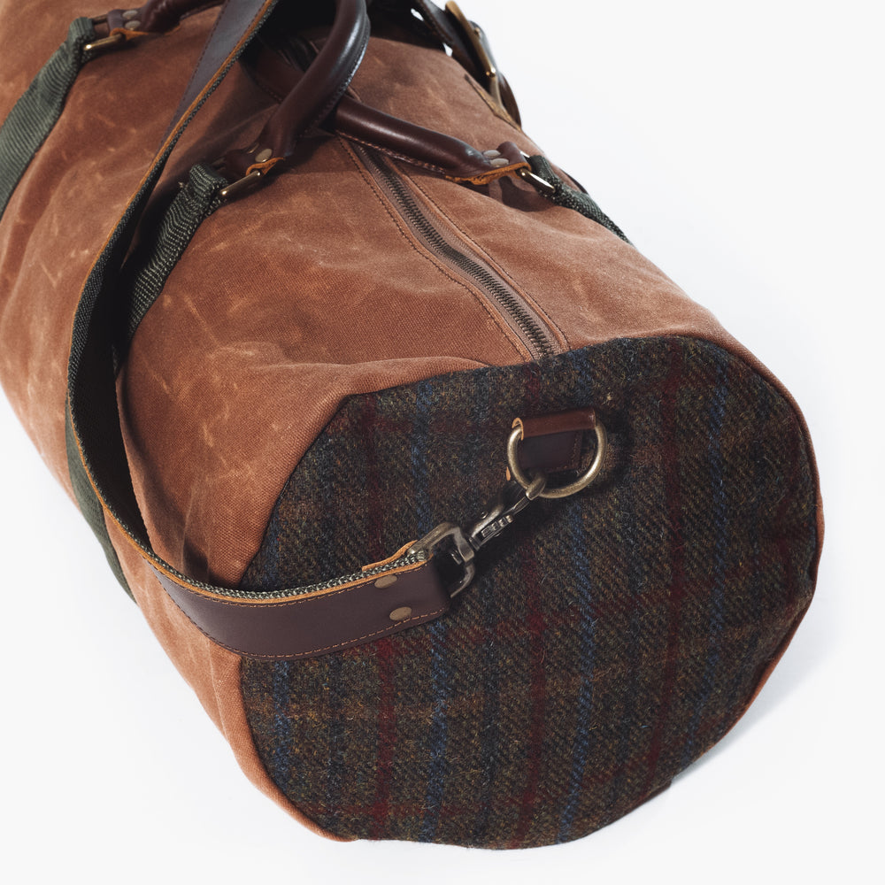 Daily Duffel Bag // Brown Waxed Canvas and Harris Tweed