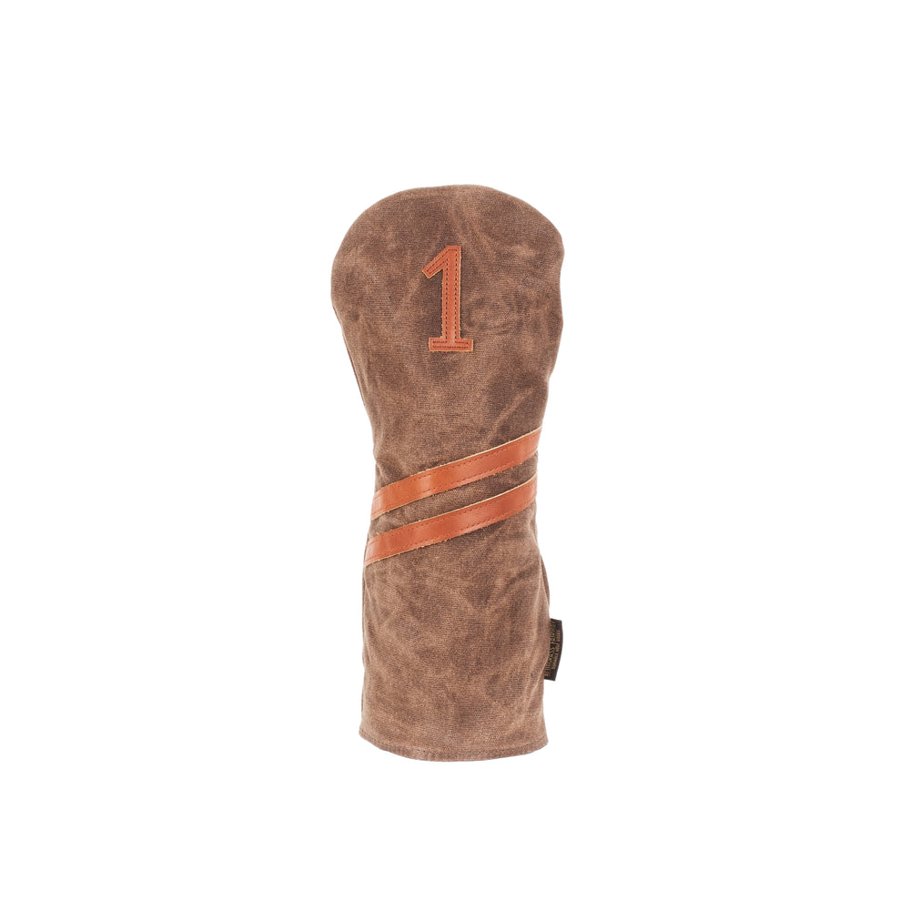 Invitational Edition Waxed Canvas golf headcover in Bourbon Driver