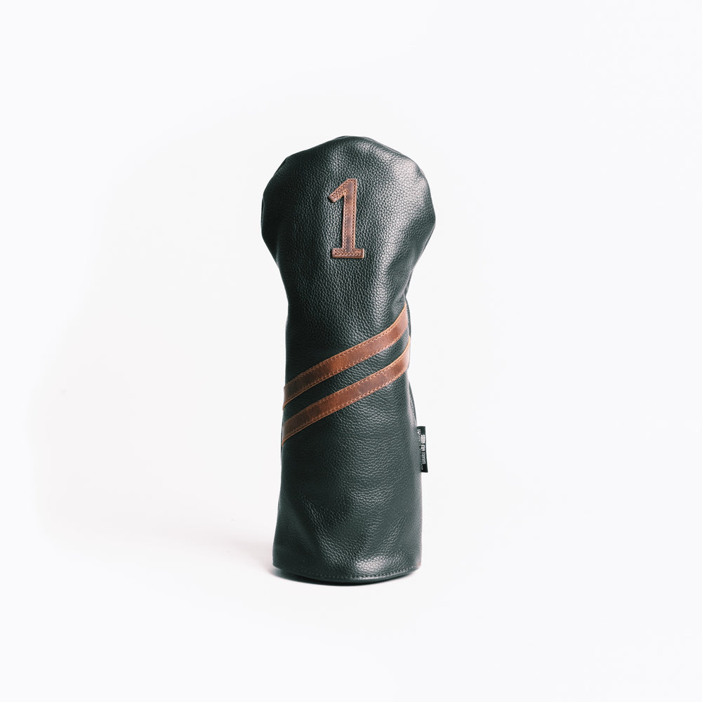 
            
                Load image into Gallery viewer, Americana Edition leather golf Headcover in Black/Chestnut Driver
            
        