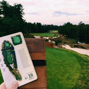 Handmade Leather Golf Scorecard Holder / Yardage Book in Vintage Bourbon - Bluegrass Fairway